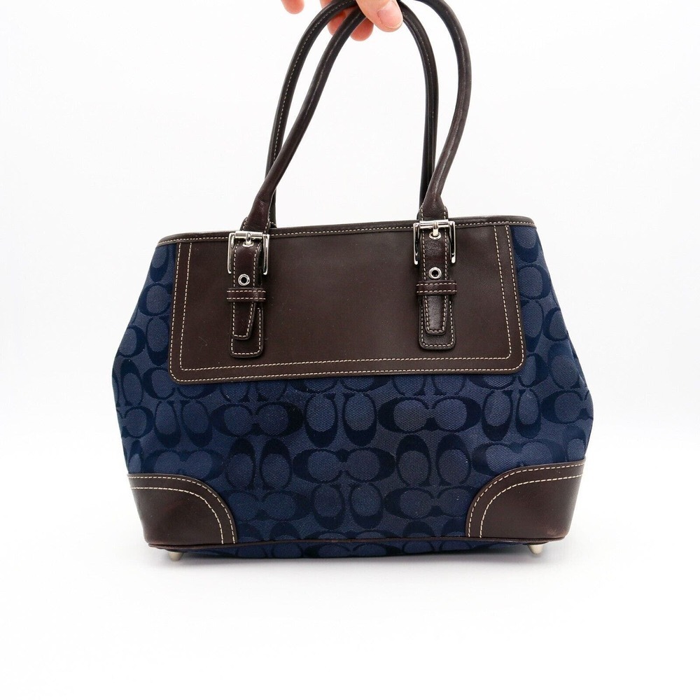 Coach Signature Jacquard Hampton Satchel Handbag Black Canvas F11220 Lux…​ - Picture 2 of 7